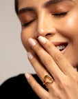Cristine ring by PIERETTI in 18K gold plating, refined minimalist gold ring with contemporary design