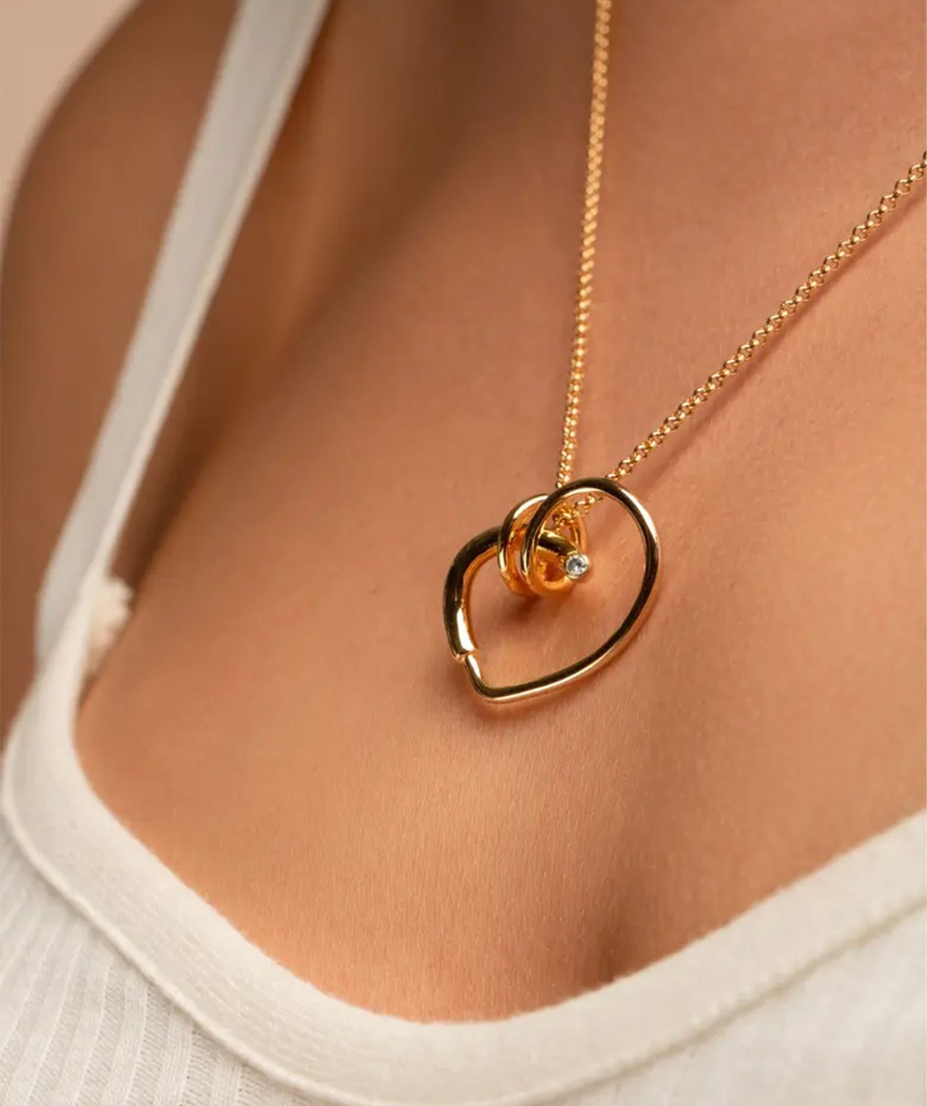 Chantal Heart Zirconia Pendant Necklace | Gold Chain Necklace