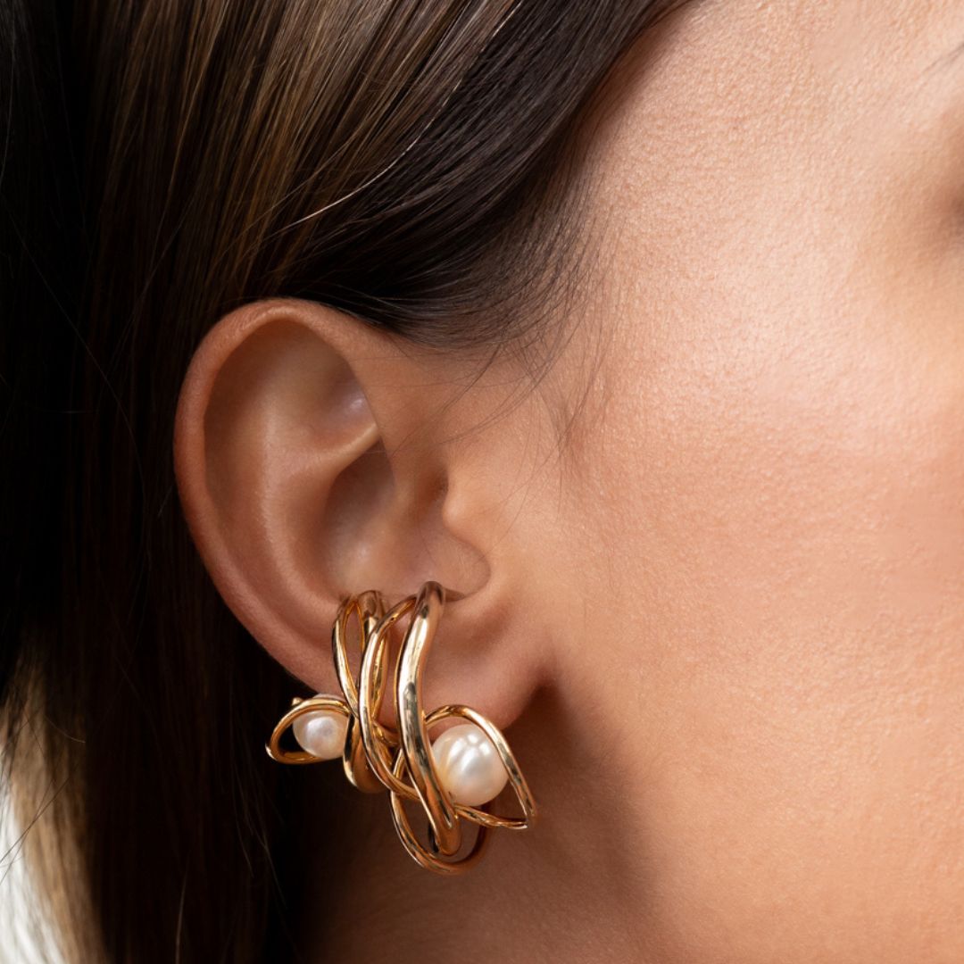 Ear cuff Como M Oro con Perla