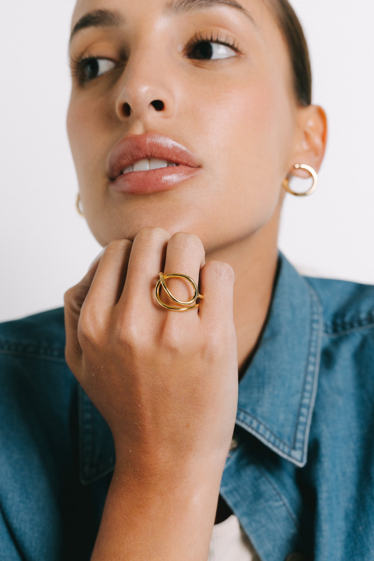 Model wearing Fer Open Ring in Gold Plate by Pieretti