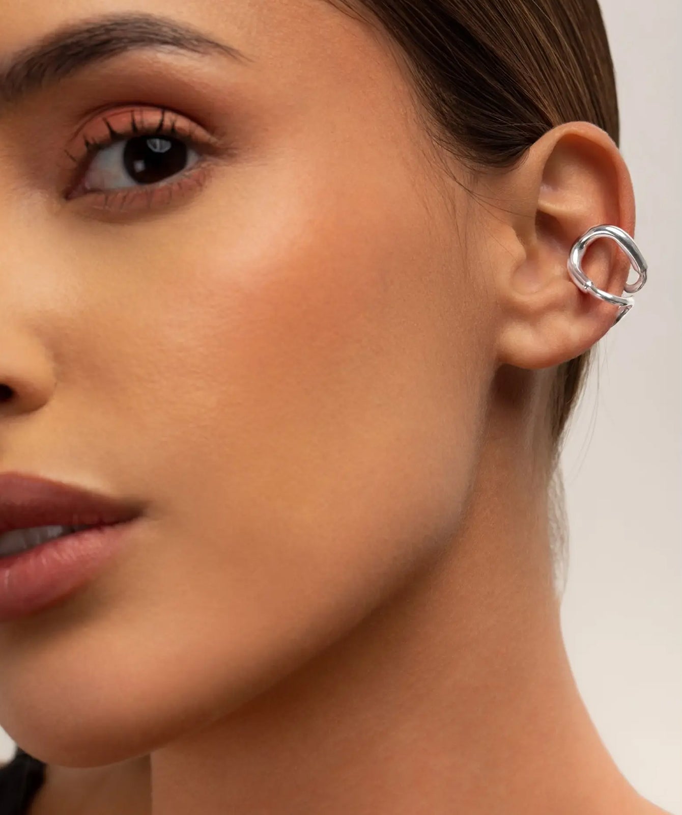 Silver 925 Cala ear cuff by PIERETTI, minimalist no-piercing ear cuff, handcrafted design