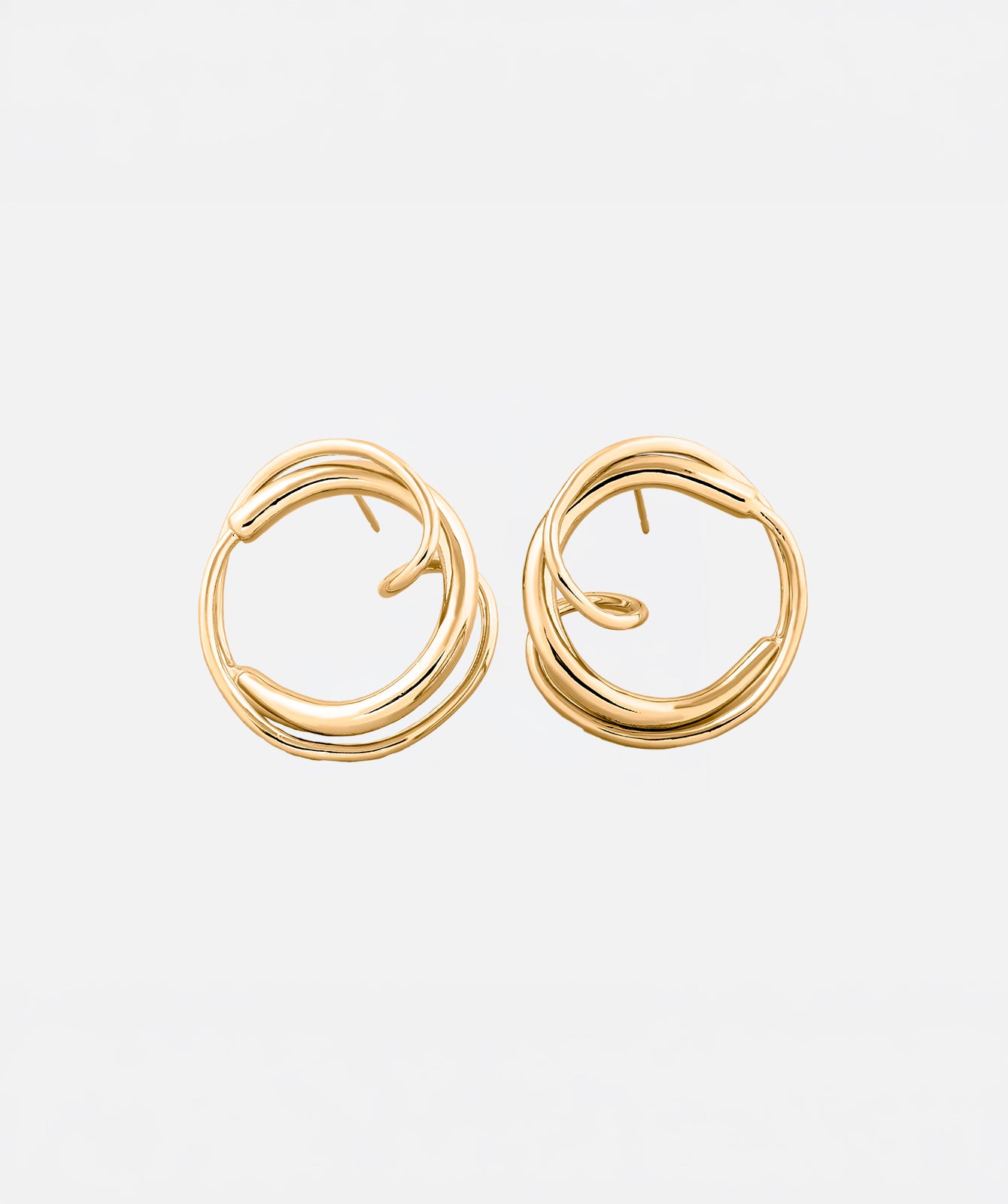 Cher gold earrings by PIERETTI in 18K gold-plated finish, handcrafted elegant earrings