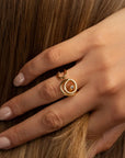 Coraline zirconia ring by PIERETTI styled with modern look, elegant gold ring with zirconia