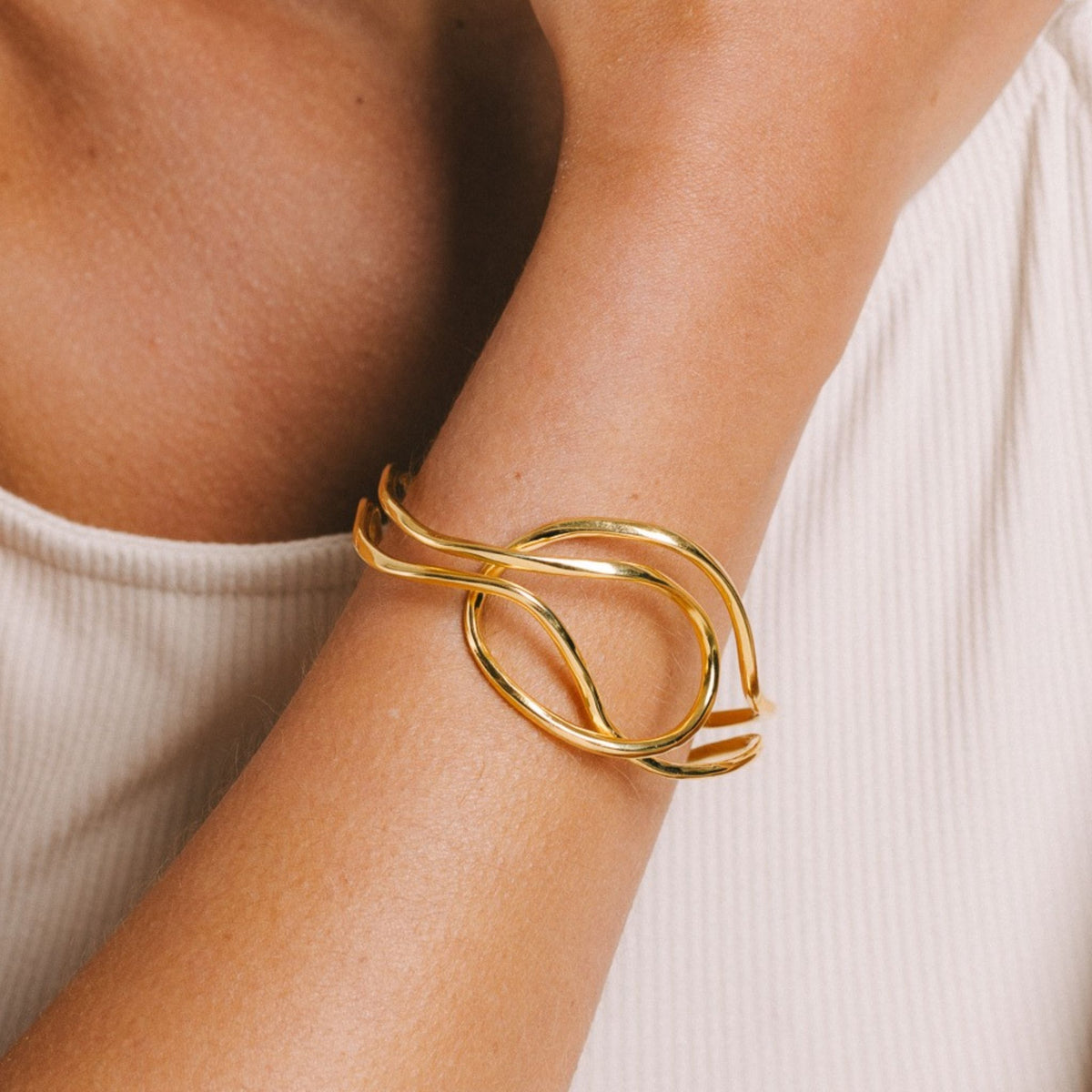 Felicity Looped Cuff Bracelet in Gold Plate by Pieretti