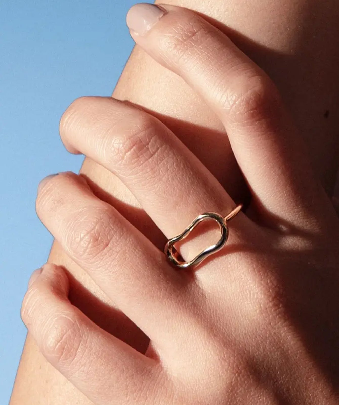 Ninon gold ring by PIERETTI styled with modern look, minimalist gold-plated ring