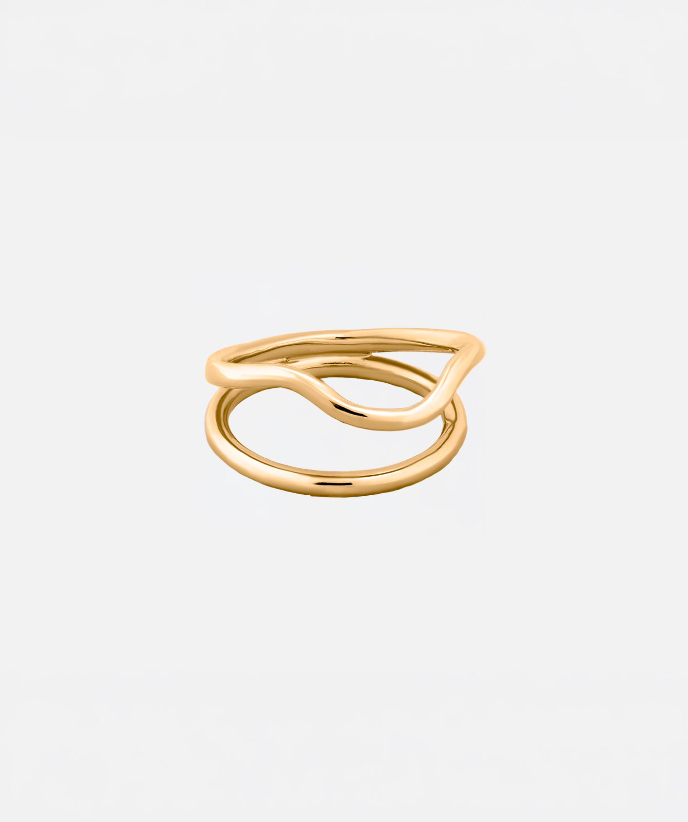 Naeva double wave gold ring by PIERETTI in 18K gold plating, handcrafted sculptural ring