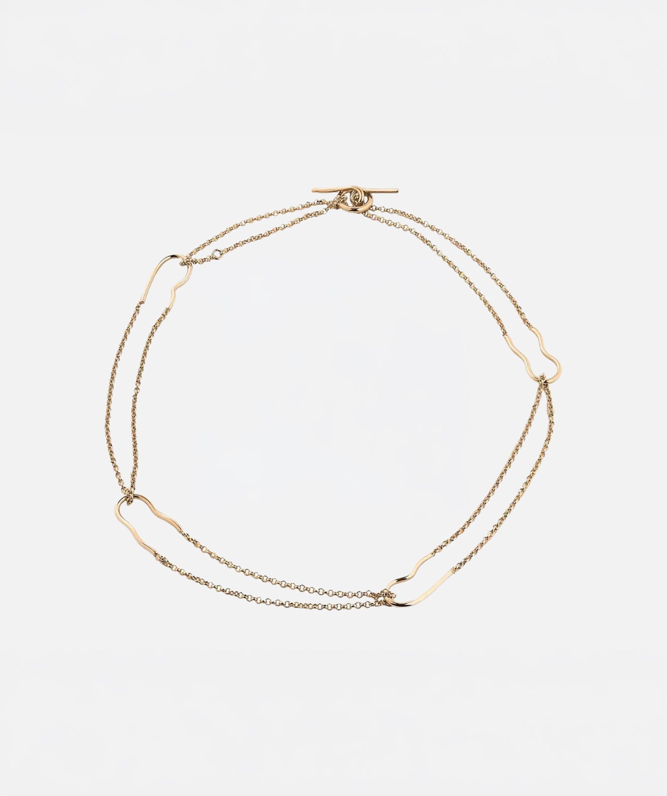 Nicole double chain necklace by PIERETTI in 18K gold plating, delicate layered gold necklace