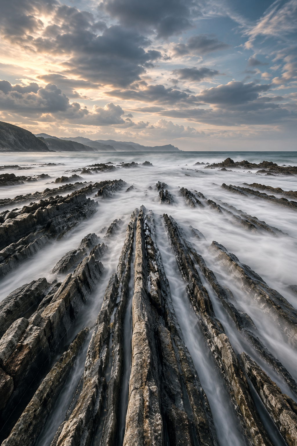 Flysch geological layers extending into the sea