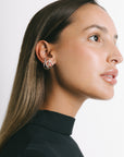 Model wearing Fefe Large Stackable Ear Cuff in Silver Plate by Pieretti