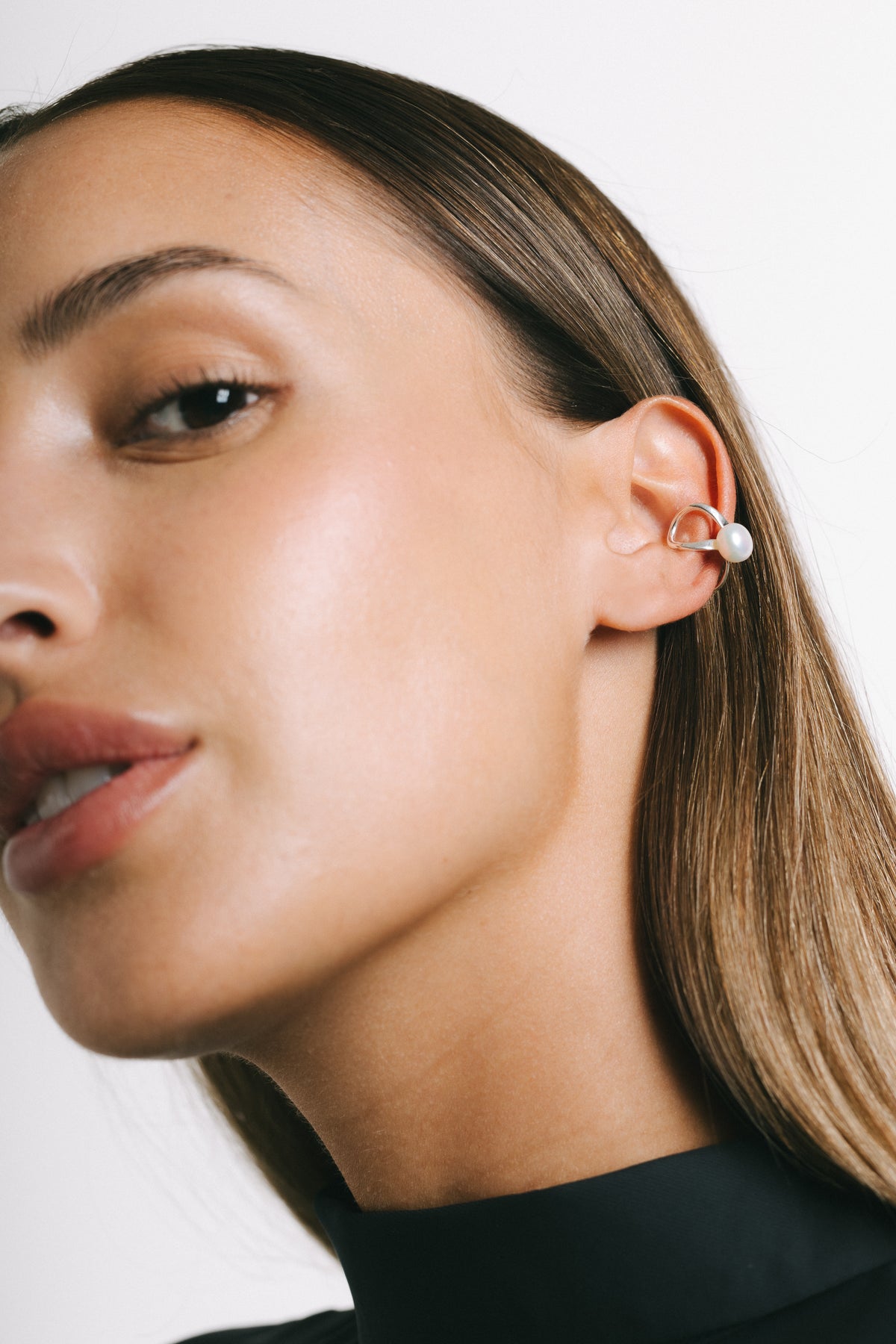 Ferla Pearl Ear Cuff — Silver Plate