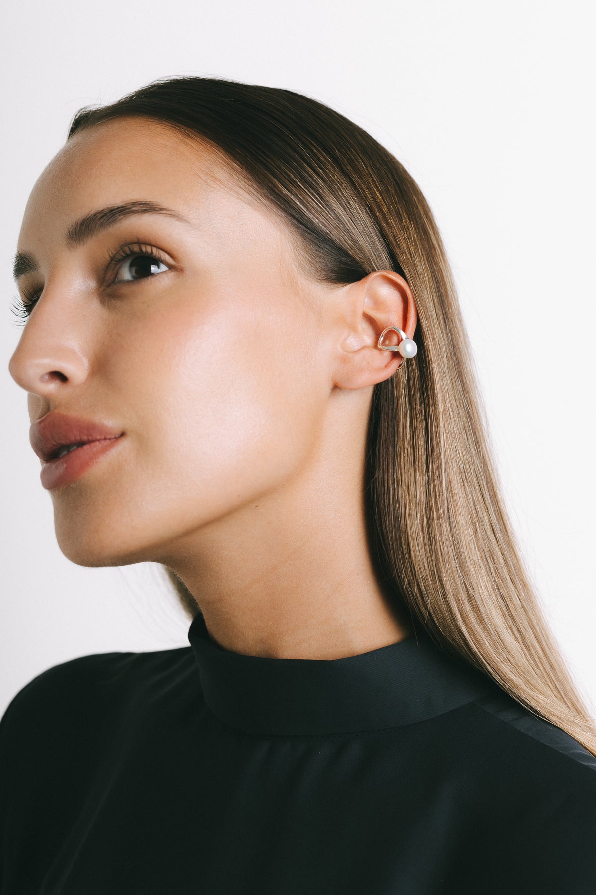 Ferla Pearl Ear Cuff — Silver Plate