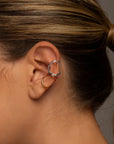Nora silver and gold ear cuff by PIERETTI, polished silver design detail