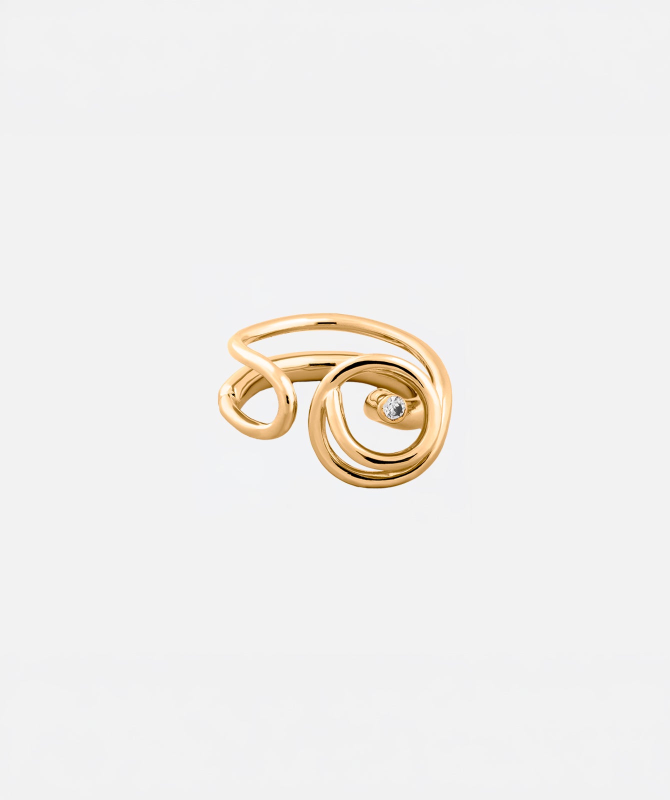 Coraline zirconia ring by PIERETTI in gold plating, handcrafted elegant ring with zirconia stone